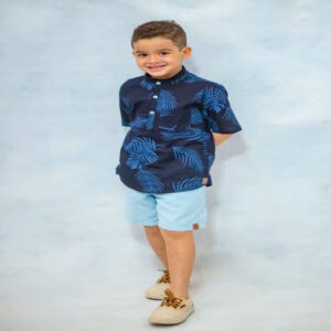 Camisa Azul Gola Frade