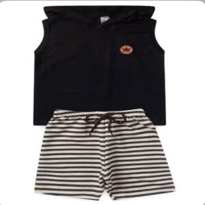 Conjunto Preto com Regata e Capuz