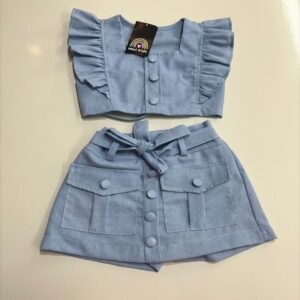 Conjunto Bella azul, em Linho!